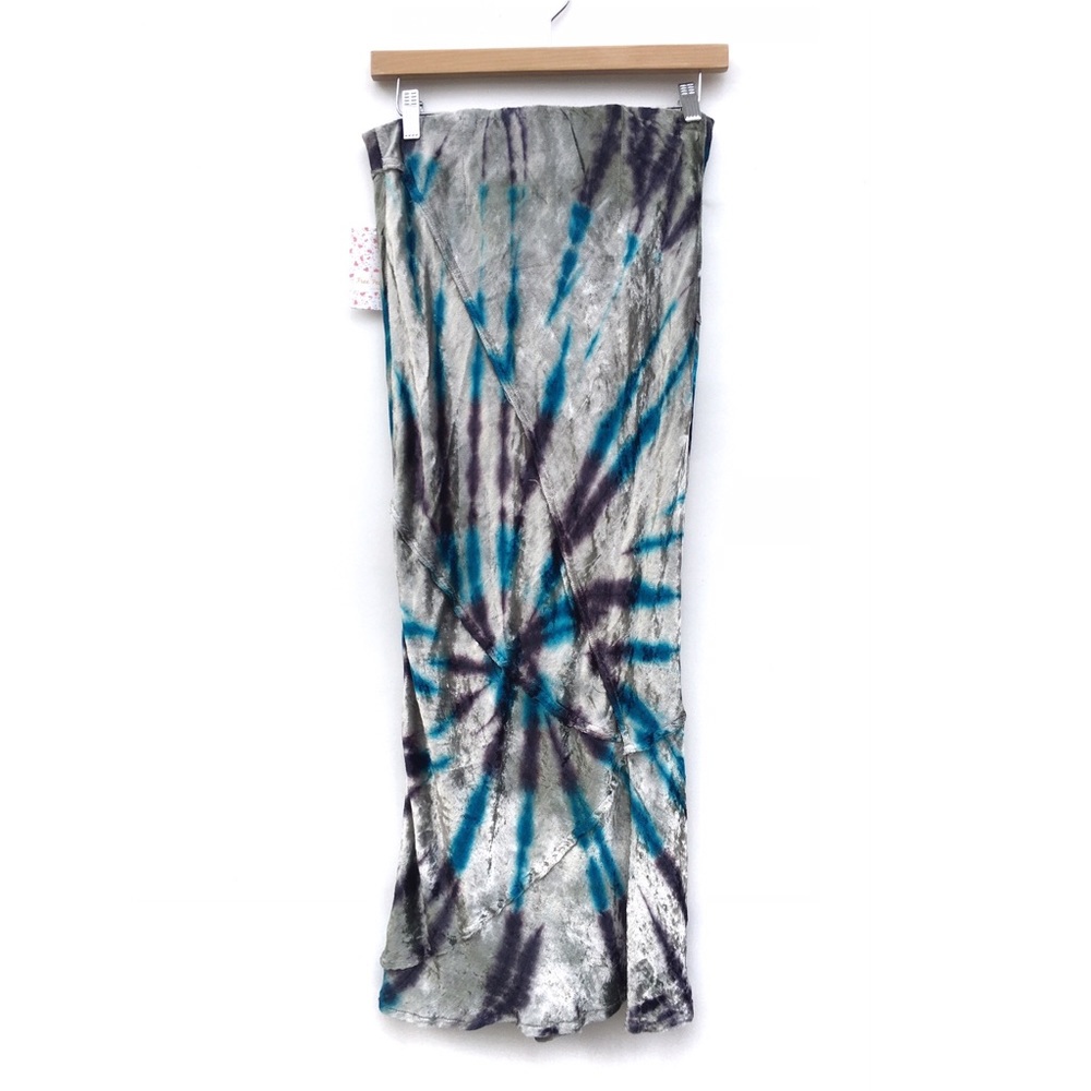 Free People Tie Dye Velvet Midi Skirt NEW - Picture 4 of 8